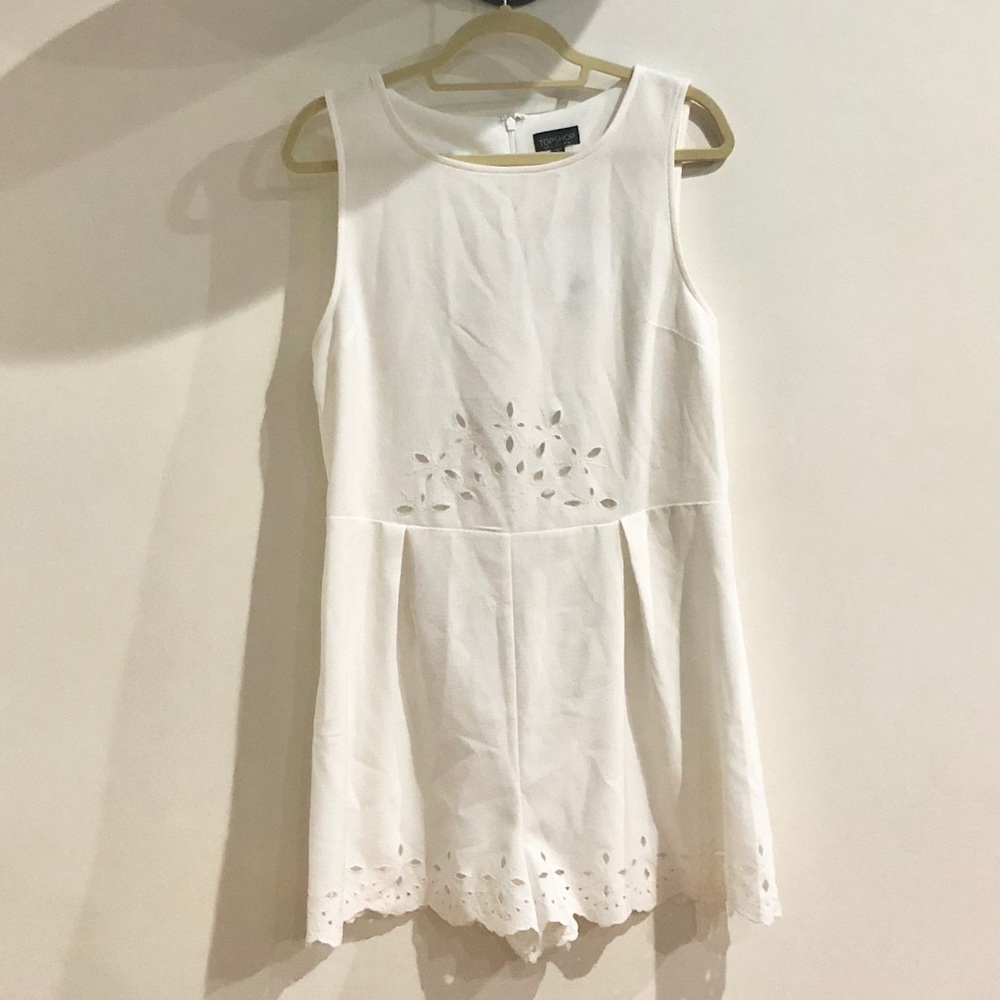 NWT top shop lazer cut white romper